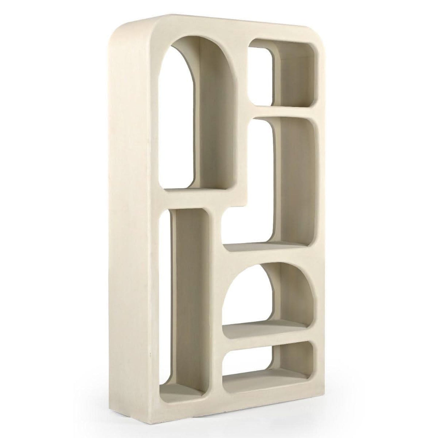 HORIZON MANGO WOOD HIGH BOOKCASE IN CREAM CONCRETE FINISH