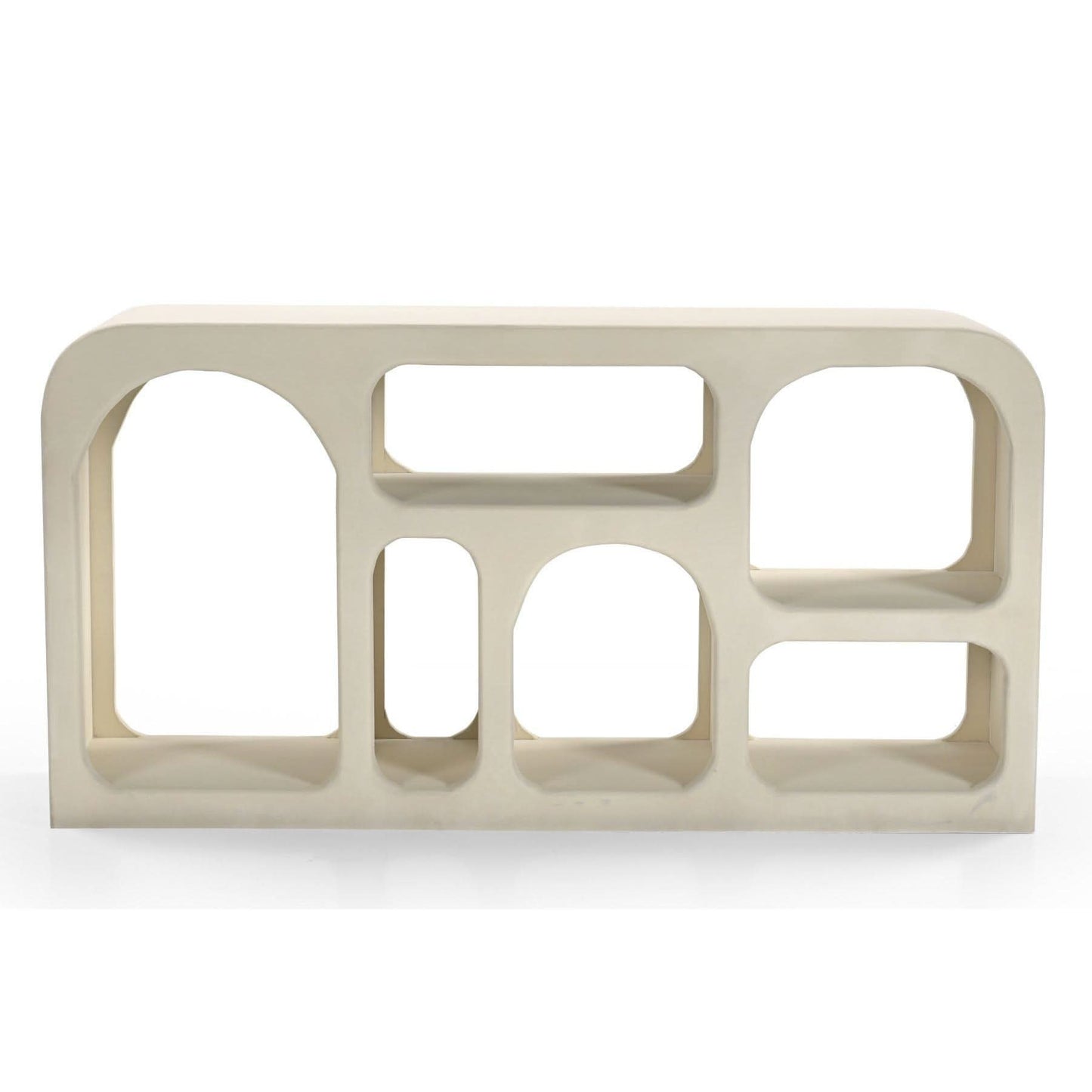 HORIZON MANGO WOOD LOW BOOKCASE IN CREAM CONCRETE FINISH - MyChocolateWood