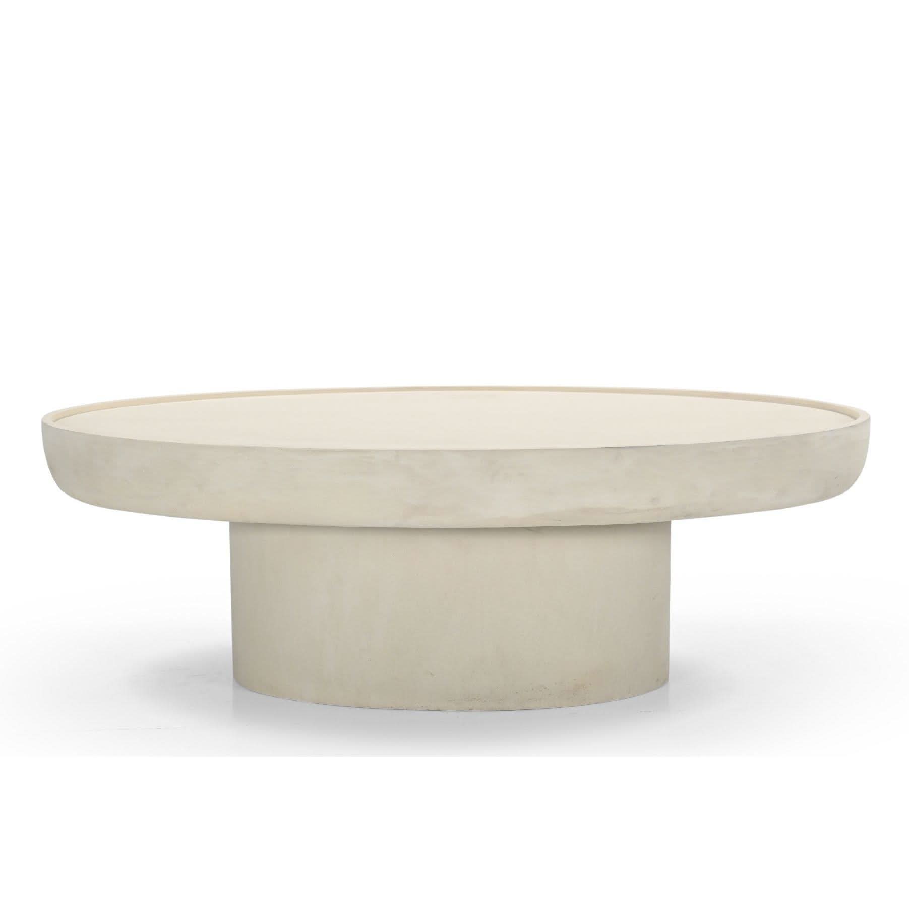 HORIZON OBLONG 120CM COFFEE TABLE MANGO WOOD/ CREAM CONCRETE FINISH - MyChocolateWood