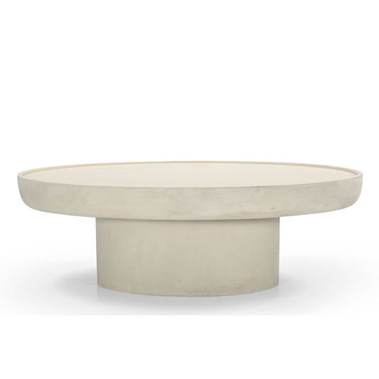 HORIZON OBLONG 120CM COFFEE TABLE MANGO WOOD/ CREAM CONCRETE FINISH - MyChocolateWood