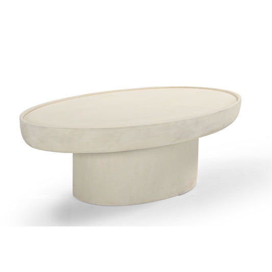 HORIZON OBLONG 120CM COFFEE TABLE MANGO WOOD/ CREAM CONCRETE FINISH - MyChocolateWood