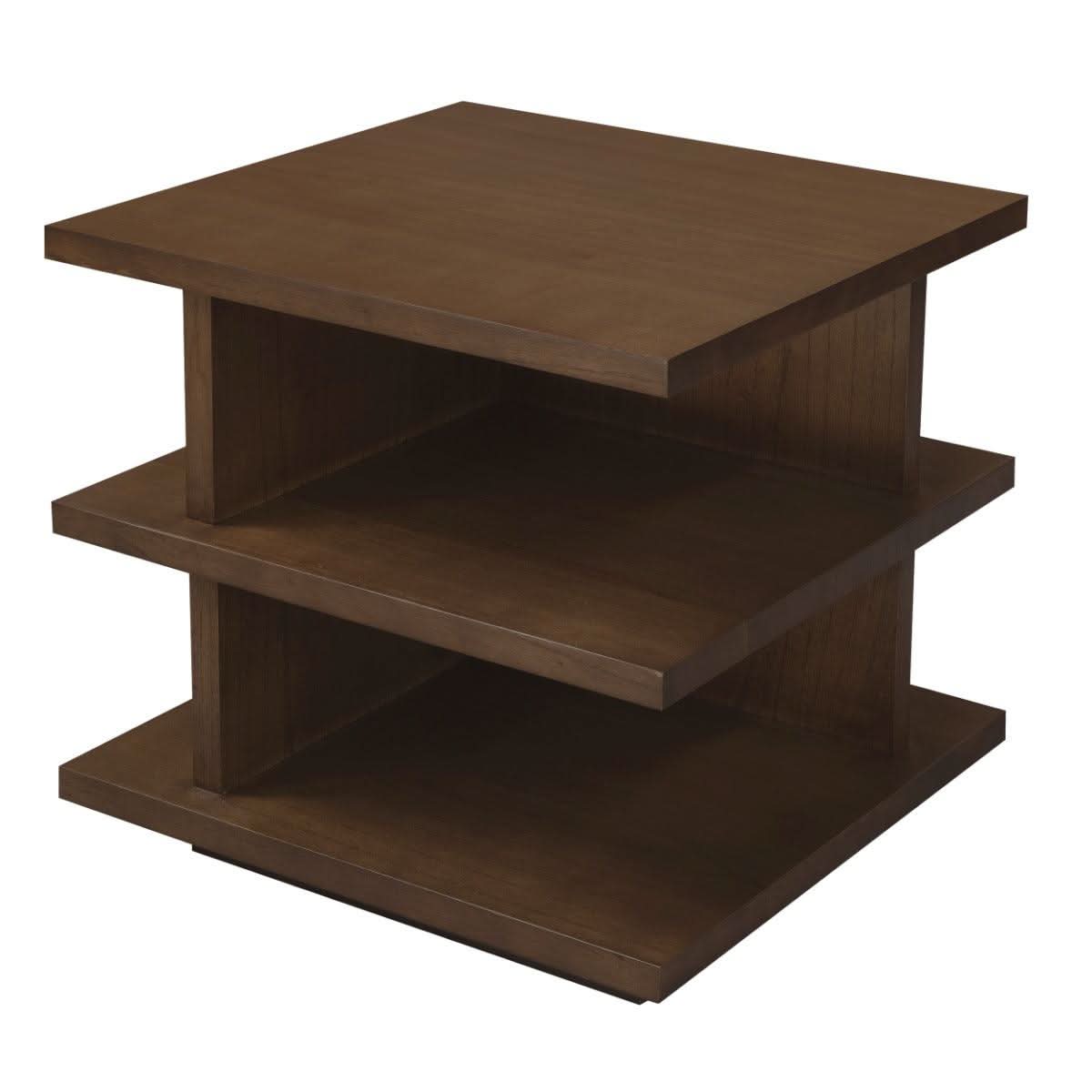 Hudson Solid Mindi Timber Square Side Table / Lamp Table in Walnut - Chocolate Wood