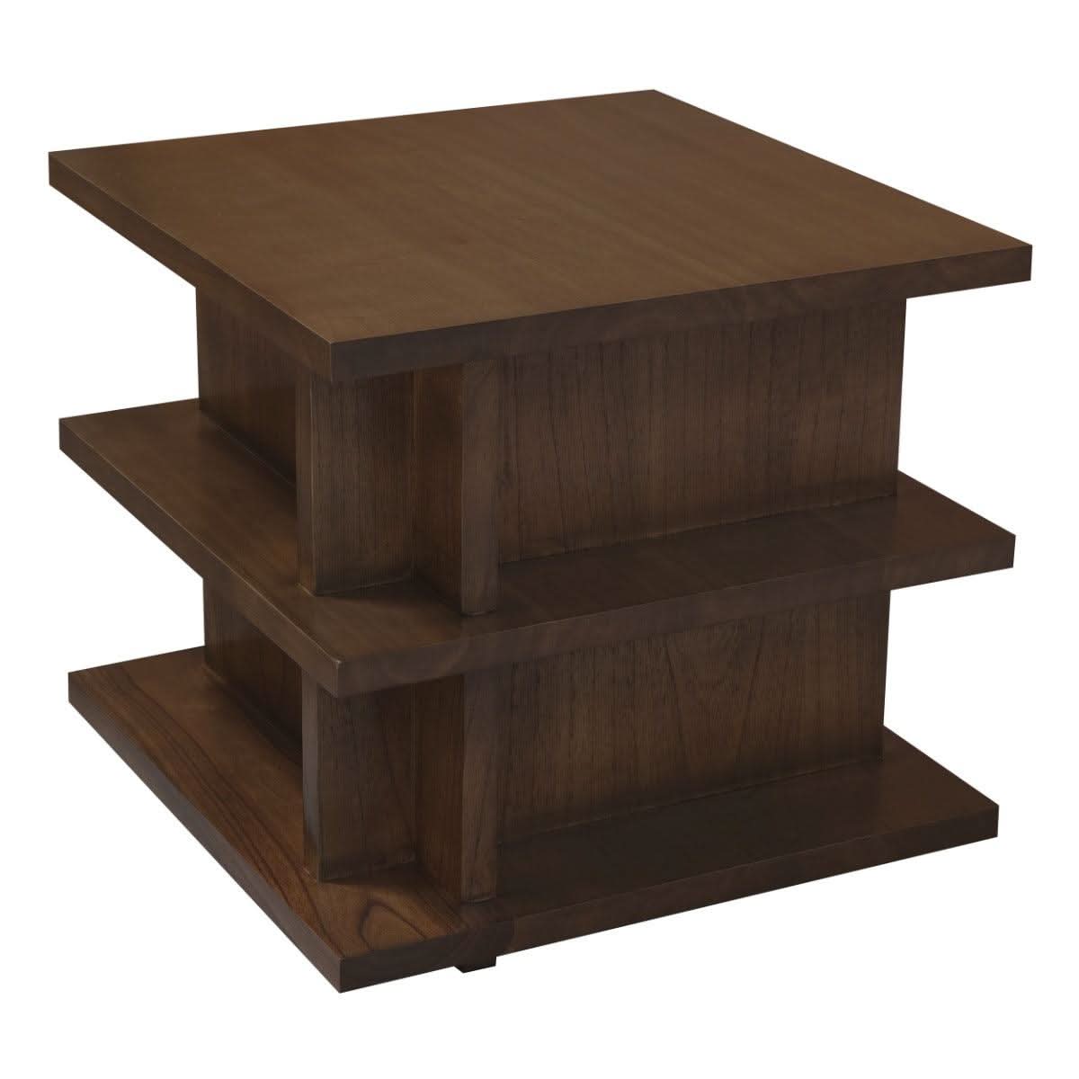Hudson Solid Mindi Timber Square Side Table / Lamp Table in Walnut - Chocolate Wood