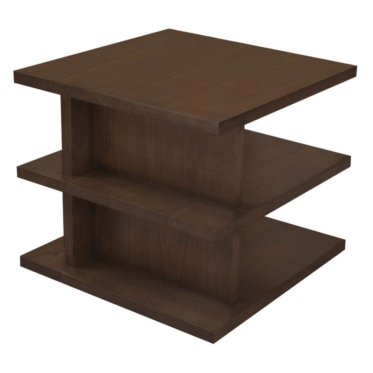 Hudson Solid Mindi Timber Square Side Table / Lamp Table in Walnut - Chocolate Wood