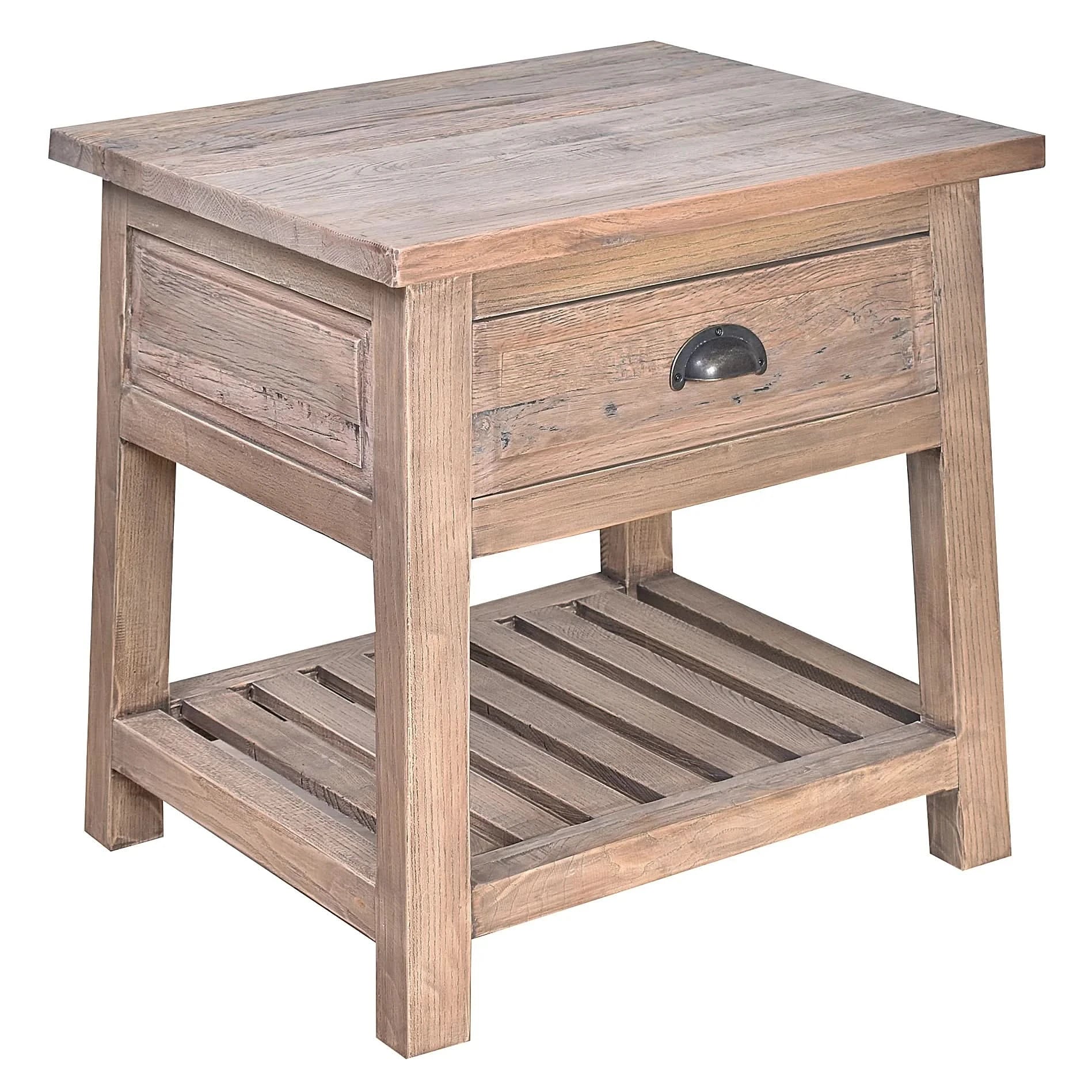 HUGO SLATED OAK SIDE TABLE LAMP TABLE NATURAL - MyChocolateWood