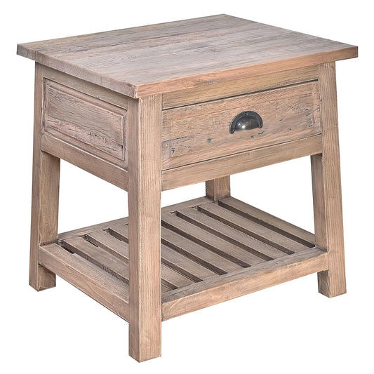 HUGO SLATED OAK SIDE TABLE LAMP TABLE NATURAL - MyChocolateWood