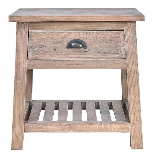 HUGO SLATED OAK SIDE TABLE LAMP TABLE NATURAL - MyChocolateWood