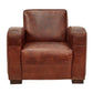 HUXLEY CLUB AGED LEATHER ARMCHAIR IN VINTAGE BROWN- BOLD BRASS STUD DETAILING