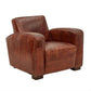 HUXLEY CLUB AGED LEATHER ARMCHAIR IN VINTAGE BROWN- BOLD BRASS STUD DETAILING