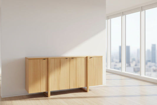 IBARRA SOLID & VENEER BLUE GUM TIMBER 4-DOOR BUFFET SIDEBOARD NATURAL - MyChocolateWood