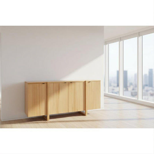 IBARRA SOLID & VENEER BLUE GUM TIMBER 4-DOOR BUFFET SIDEBOARD NATURAL - MyChocolateWood