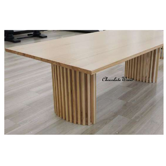 IBARRA SOLID & VENEER BLUE GUM TIMBER RECTANGULAR DINING TABLE NATURAL 210CM - MyChocolateWood