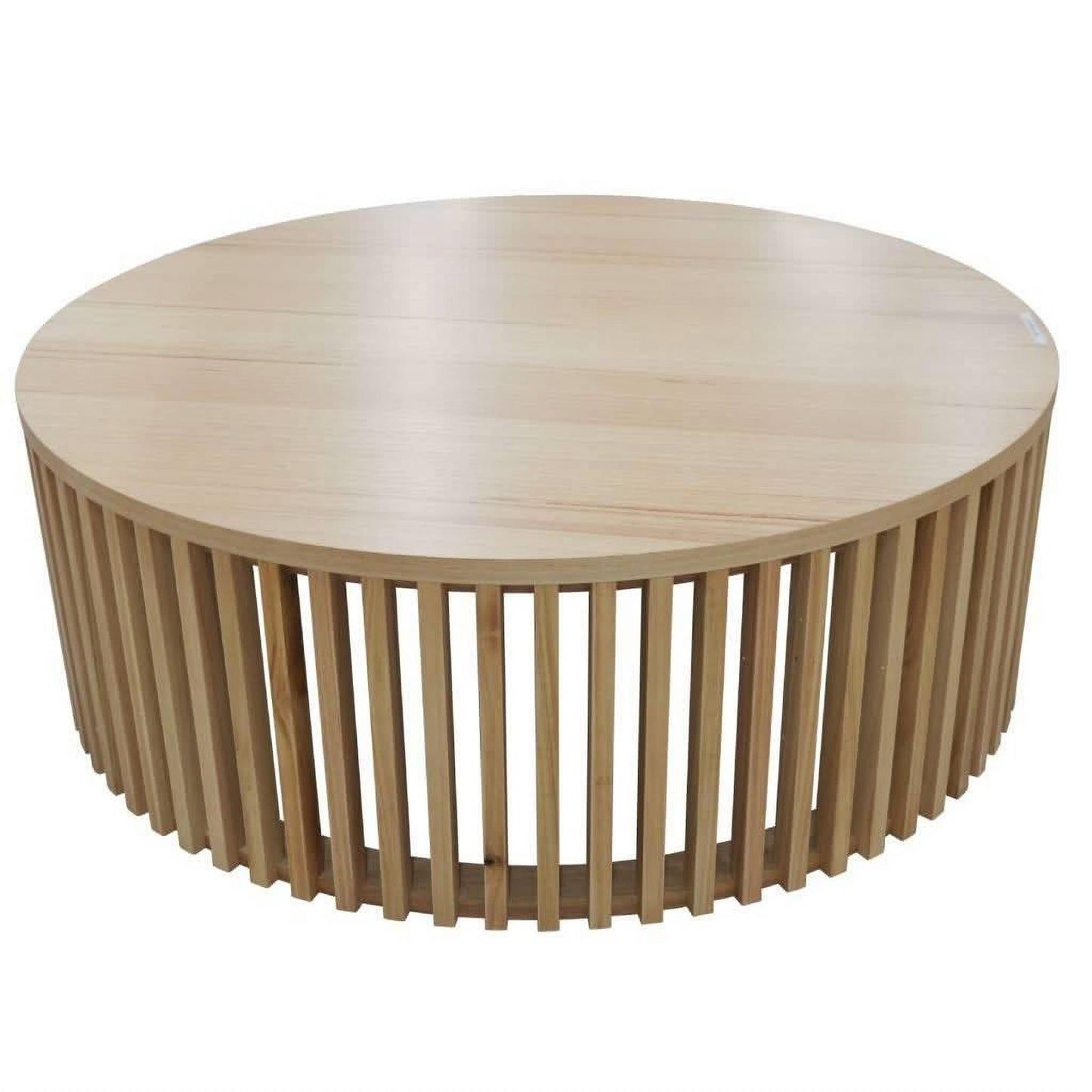 IBARRA SOLID & VENEER BLUE GUM TIMBER ROUND COFFEE TABLE NATURAL