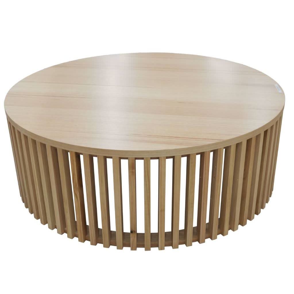 IBARRA SOLID & VENEER BLUE GUM TIMBER  ROUND COFFEE TABLE NATURAL - MyChocolateWood