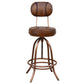 INDUSTRIAL LEATHER WIND UP BAR CHAIR/BAR STOOL IRON & LEATHER - MyChocolateWood