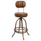 INDUSTRIAL LEATHER WIND UP BAR CHAIR/BAR STOOL IRON & LEATHER - MyChocolateWood