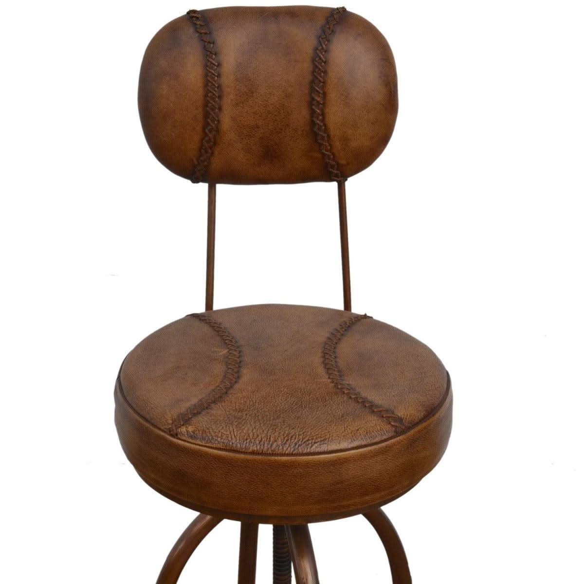 INDUSTRIAL LEATHER WIND UP BAR CHAIR/BAR STOOL IRON & LEATHER - MyChocolateWood
