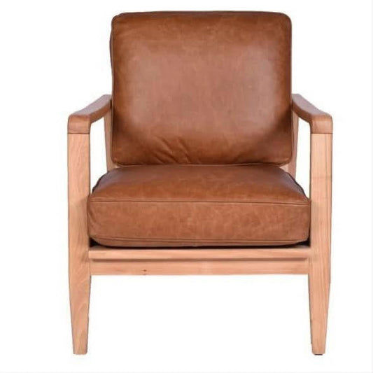 INNIS BUCKLE LEATHER ARMCHAIR LOUNGE CHAIR EASY CHAIR COLUMBIAN BROWN