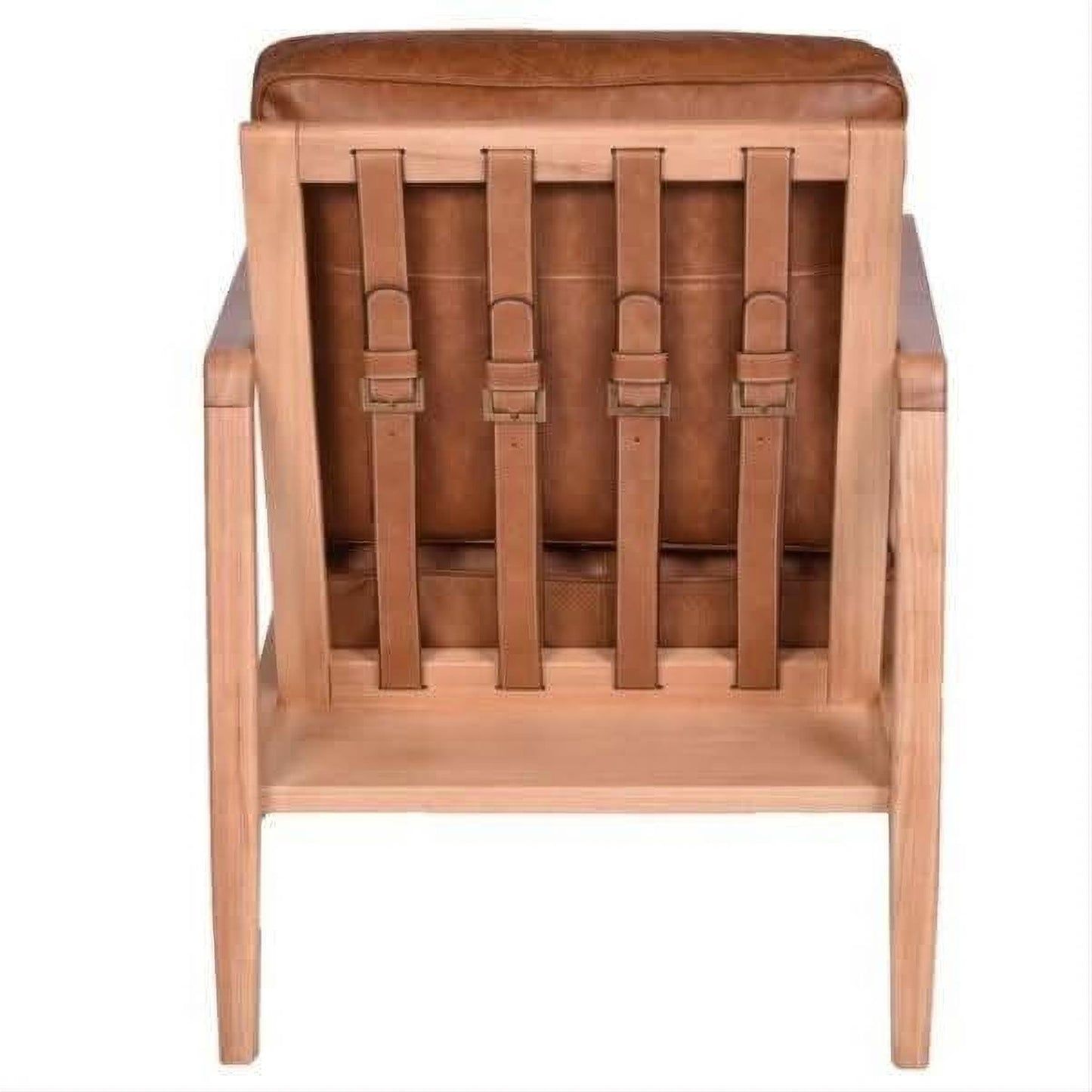INNIS BUCKLE LEATHER ARMCHAIR LOUNGE CHAIR EASY CHAIR COLUMBIAN BROWN