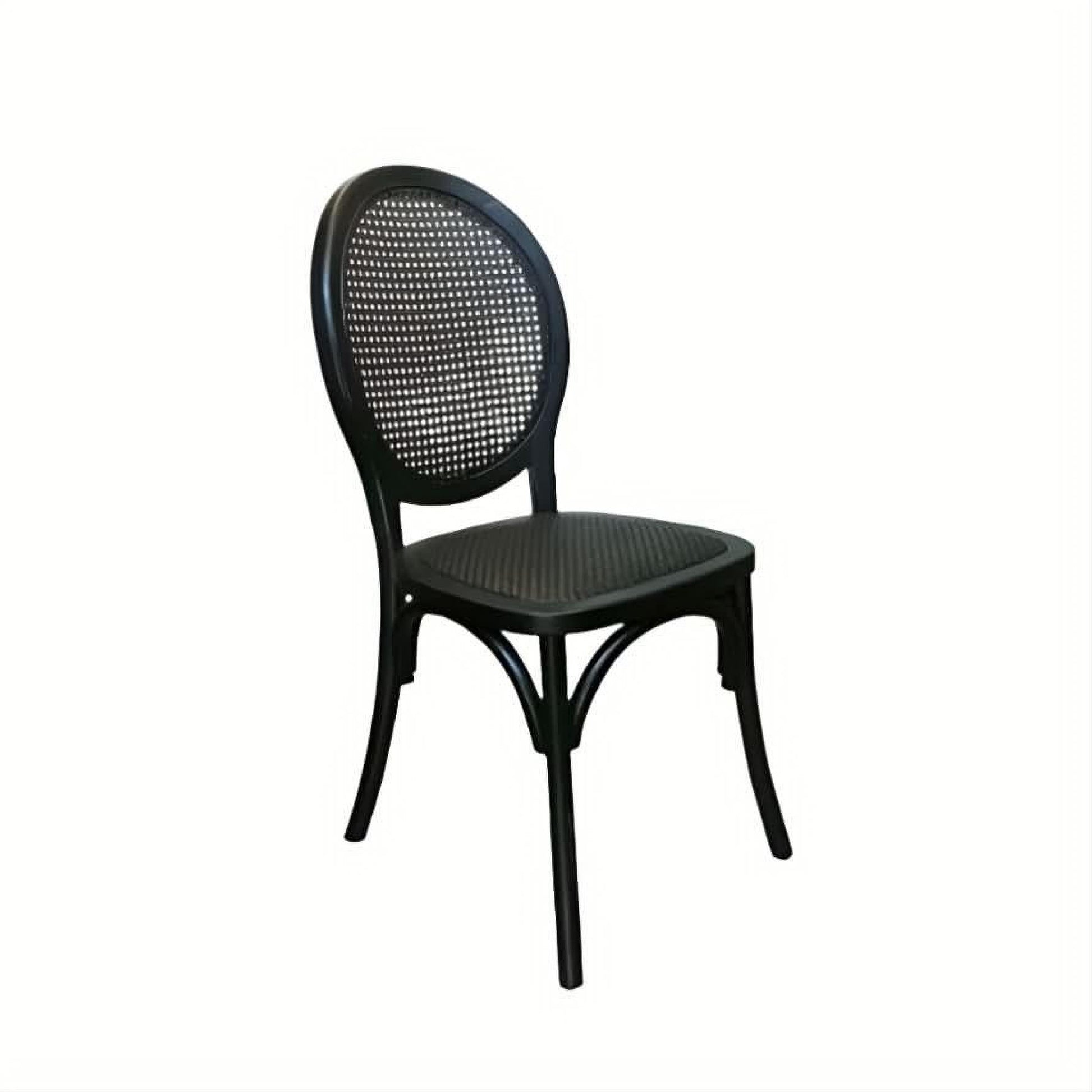 Islander Recycled Elm Dining Chair with Open Rattan Weave in Black - Chocolate Wood