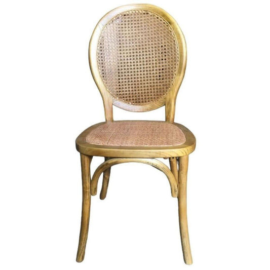 ISLANDER RECYCLED ELM TIMBER DINING CHAIR OPEN RATTAN WEAVE NATURAL 44X55X95(H) CM