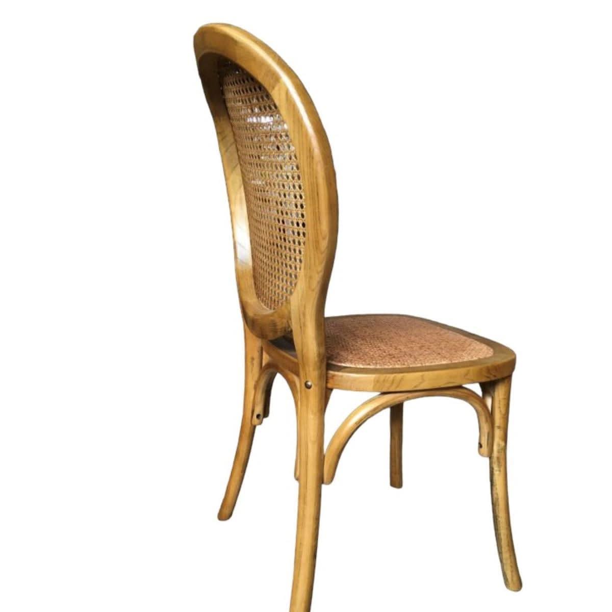 ISLANDER RECYCLED ELM TIMBER DINING CHAIR OPEN RATTAN WEAVE NATURAL 44X55X95(H) CM - MyChocolateWood