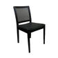 Jamaica Contemporary Dining Chair with Open Weave Rattan in Black - Chocolate Wood