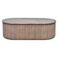 Natural wooden JARVIS slatted Old Elm coffee table by MyChocolateWood, showcasing its rustic design and textured surface.