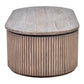 Natural slatted Old Elm coffee table by MyChocolateWood featuring a sleek design and warm wood tones.