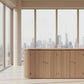 MyChocolateWood Jarvis slatted old elm sideboard with natural finish, showcasing sleek design and wooden slatted exterior.