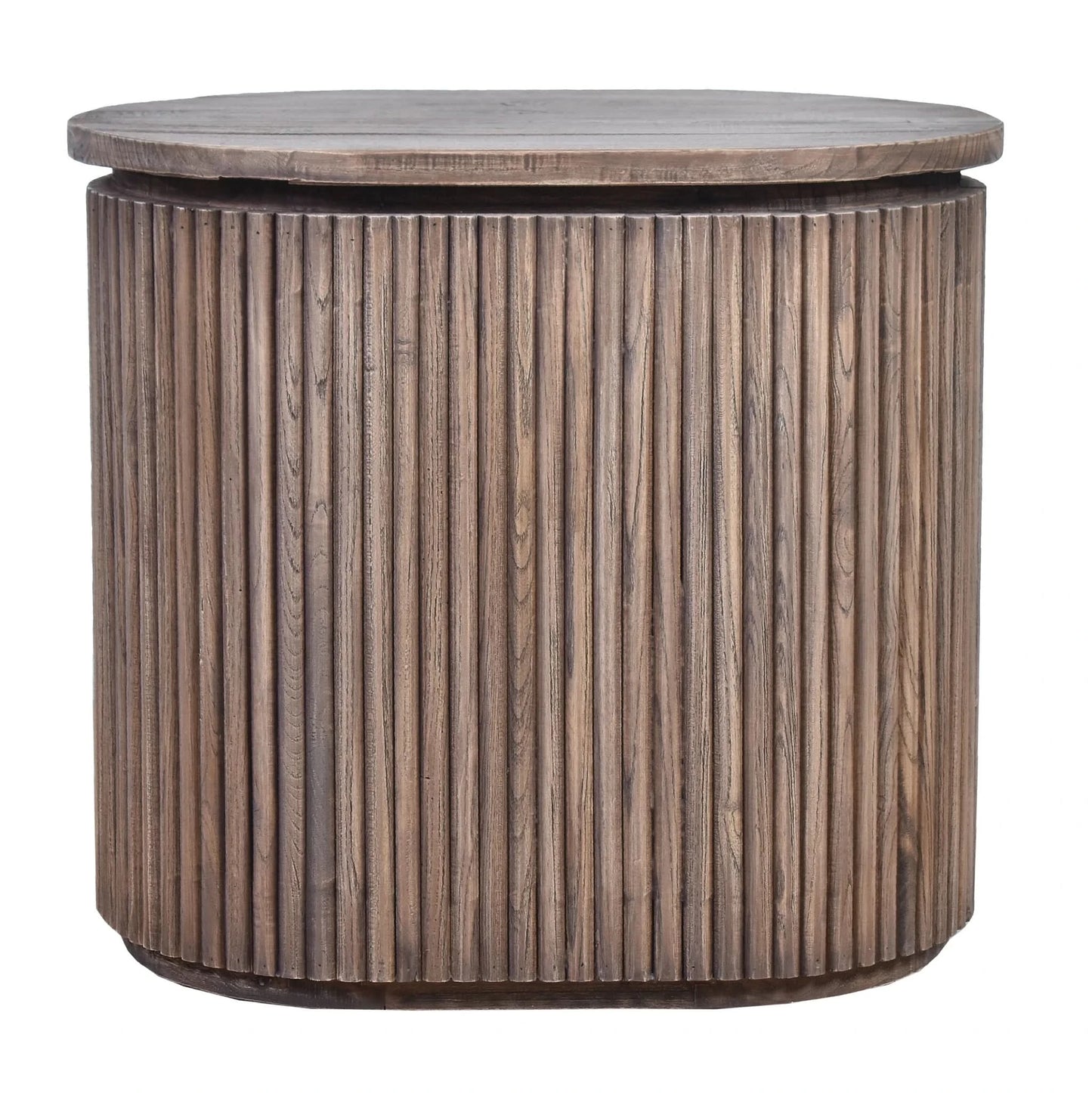 Jarvis slatted old elm side table lamp table by MyChocolateWood with natural wood finish, ideal as a bedside or accent table.