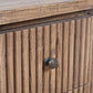 MyChocolateWood JARVIS slatted old elm side table with natural finish, versatile lamp and bedside table for living spaces.