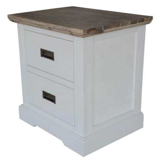 CASSIE ACACIA WOOD 2-DRAWER BEDSIDE TABLE