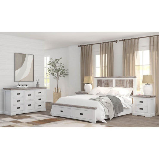 JAXON ACACIA WOOD KING SIZE BED + DRESSER + 2 X BEDSIDE TABLES PACKAGE DEAL - MyChocolateWood