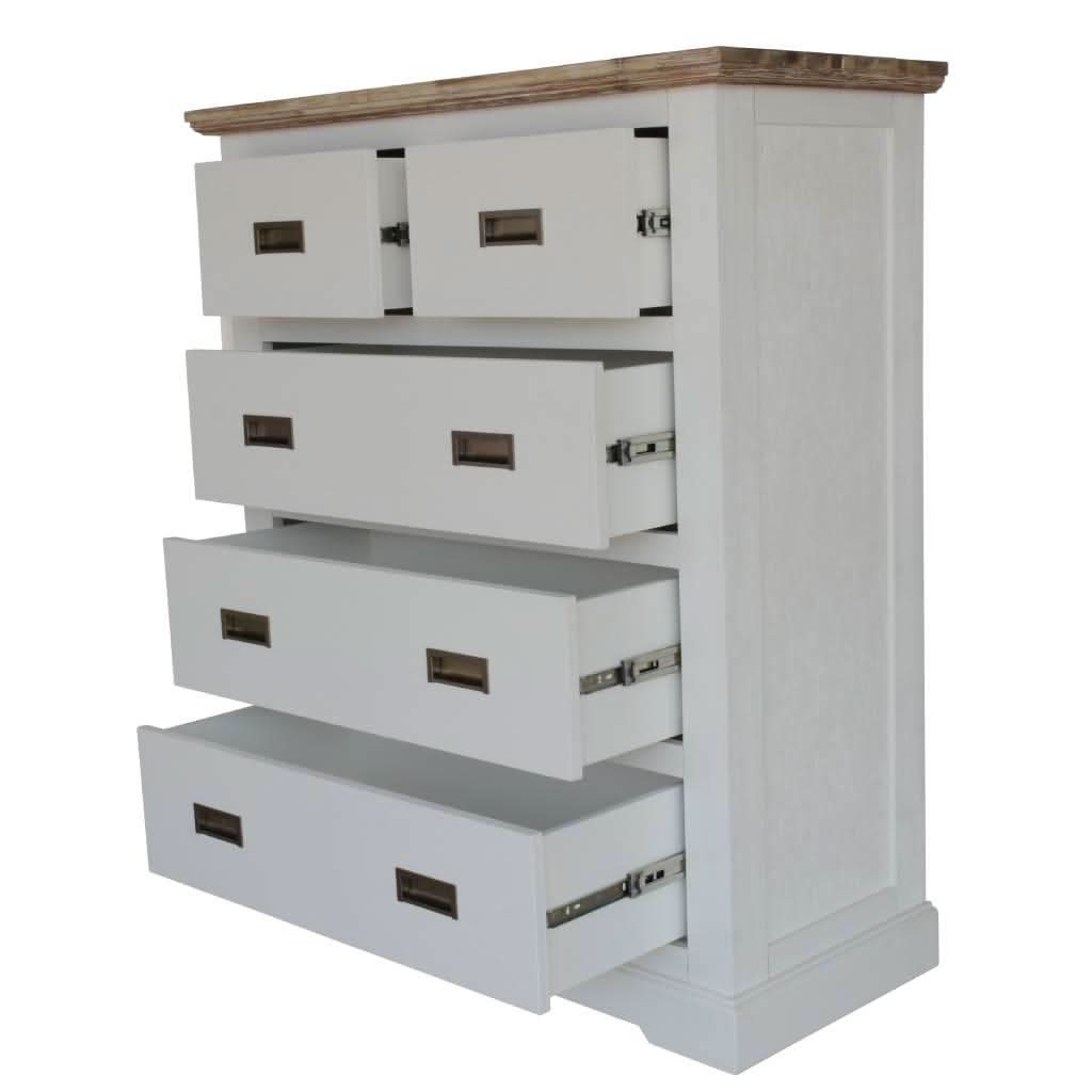 CASSIE ACACIA WOOD KING SIZE BED + TALLBOY + 2 X BEDSIDE TABLES PACKAGE DEAL - MyChocolateWood