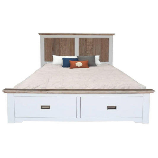 CASSIE ACACIA WOOD QUEEN BED + TALLBOY + 2 X BEDSIDE TABLES PACKAGE DEAL