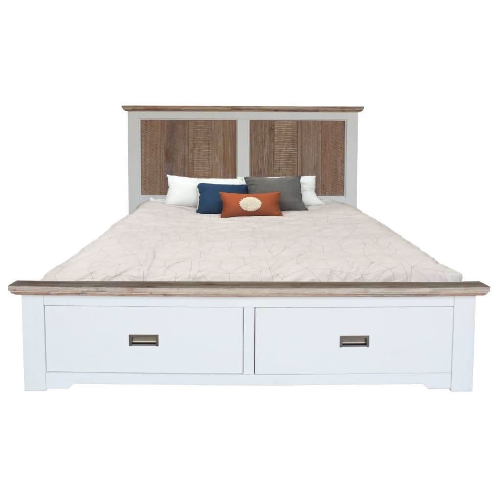 CASSIE ACACIA WOOD QUEEN BED + TALLBOY + 2 X BEDSIDE TABLES PACKAGE DEAL - MyChocolateWood