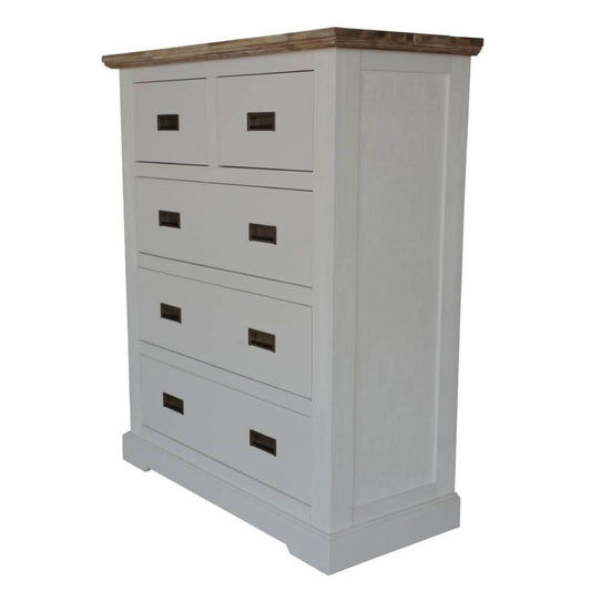 CASSIE SOLID ACACIA WOOD TALLBOY/5 DRAWER CHEST - MyChocolateWood