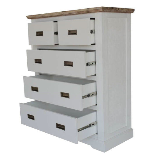 CASSIE SOLID ACACIA WOOD TALLBOY/5 DRAWER CHEST - MyChocolateWood