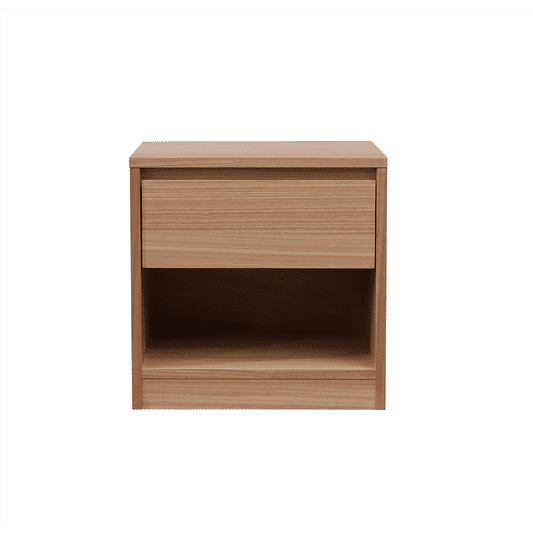 JAXX SOLID MESSMATE & BLUE GUM VENEER 1-DRAWER/1-NICHE BEDSIDE TABLE NATURAL - MyChocolateWood