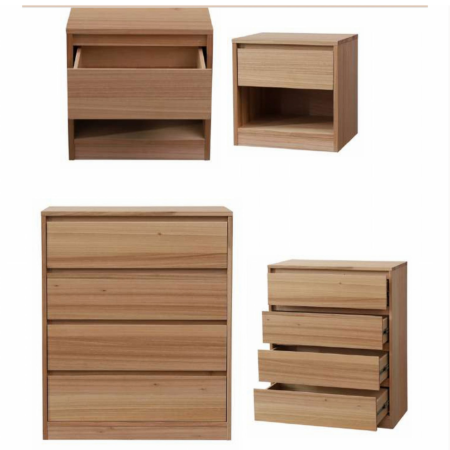 JAXX SOLID MESSMATE & BLUE GUM VENEER 4-DRAWER TALLBOY 4-DRAWER CHEST OF DRAWERS NATURAL