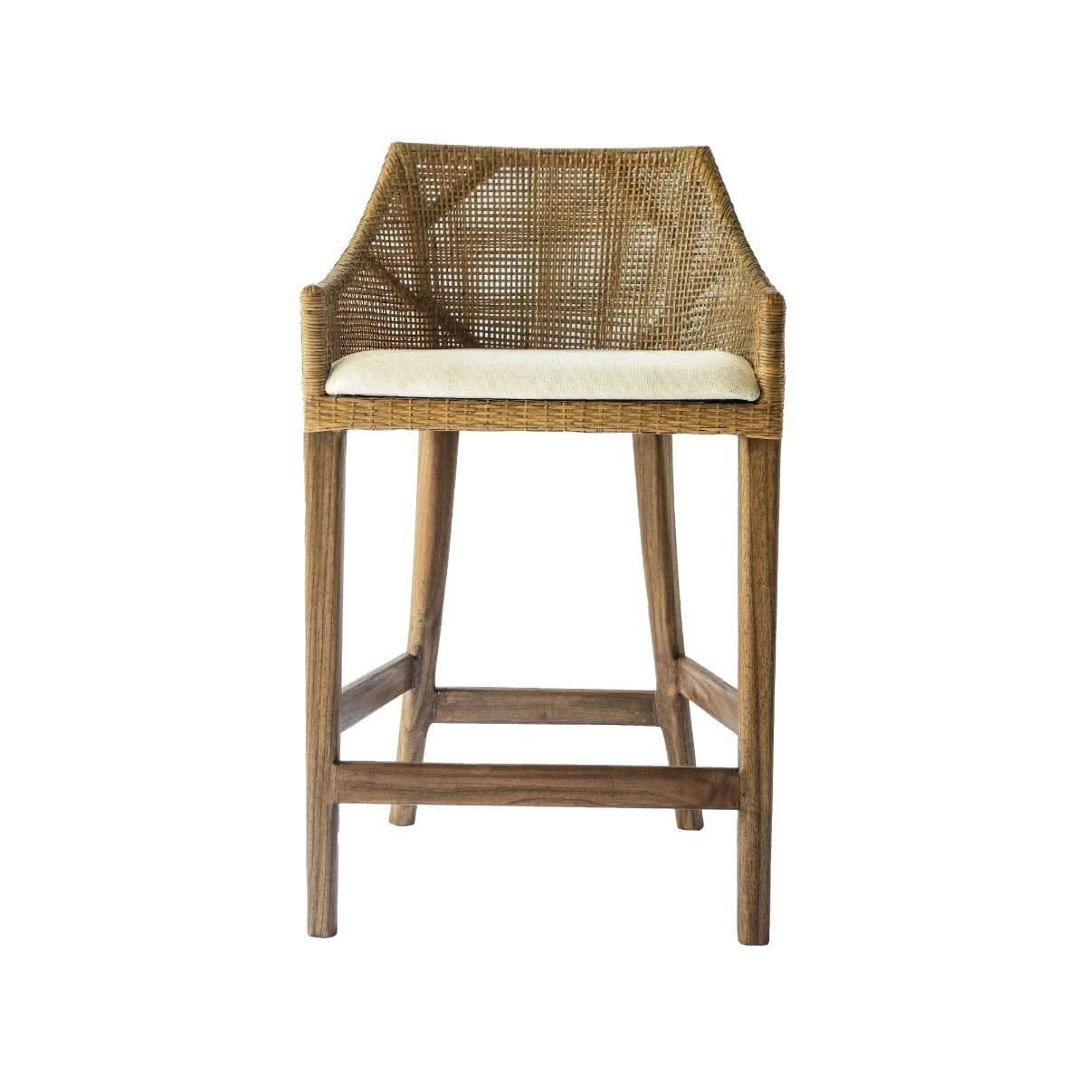 Jenalli Hamptons Rattan Counter Stool in Mango Teak - Chocolate Wood