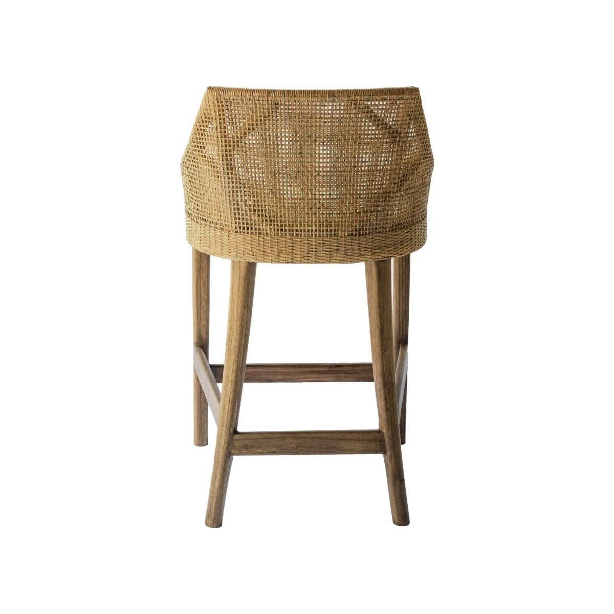 Jenalli Hamptons Rattan Counter Stool in Mango Teak - Chocolate Wood