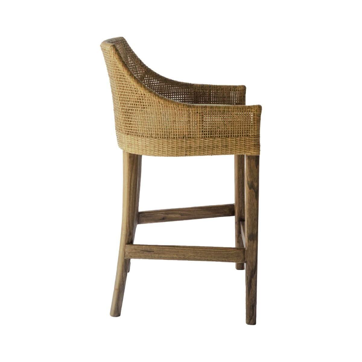 Jenalli Hamptons Rattan Counter Stool in Mango Teak - Chocolate Wood