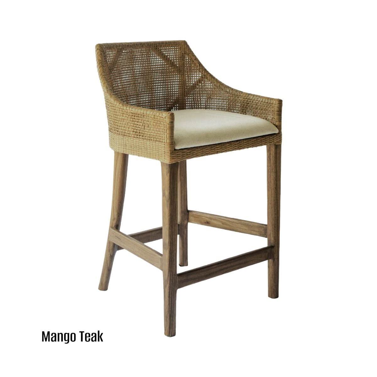 JENALLI HAMPTONS RATTAN COUNTER STOOL IN MANGO TEAK - MyChocolateWood