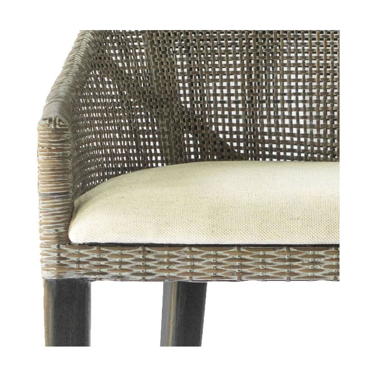 Jenalli Hamptons Rattan Counter Stool in Smoked Greywash - Chocolate Wood