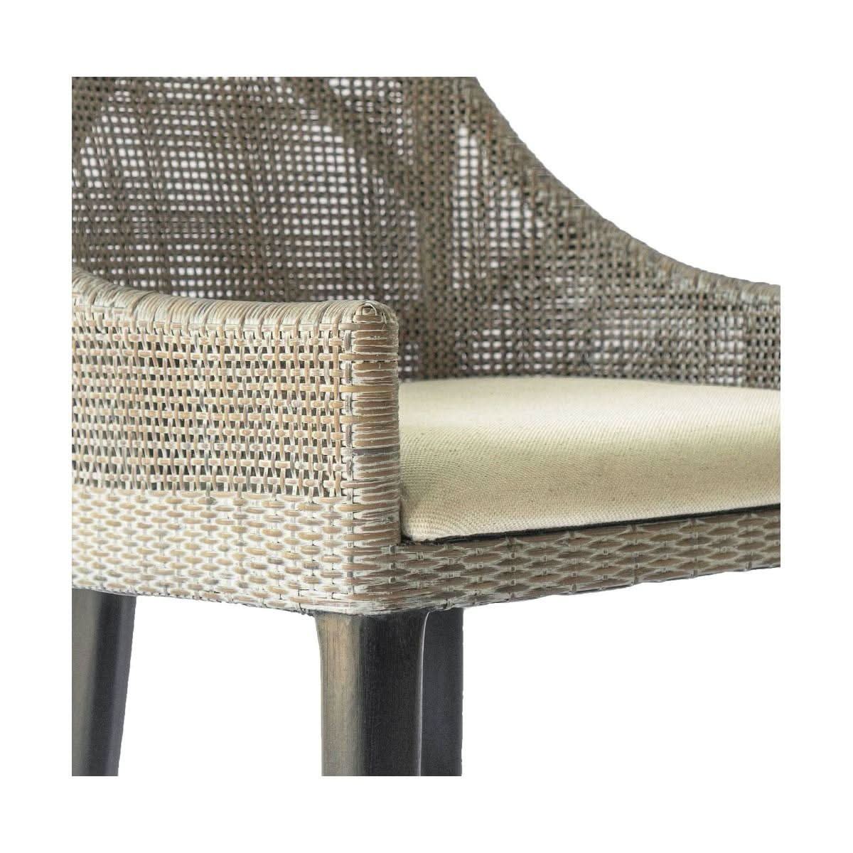 Jenalli Hamptons Rattan Counter Stool in Smoked Greywash - Chocolate Wood