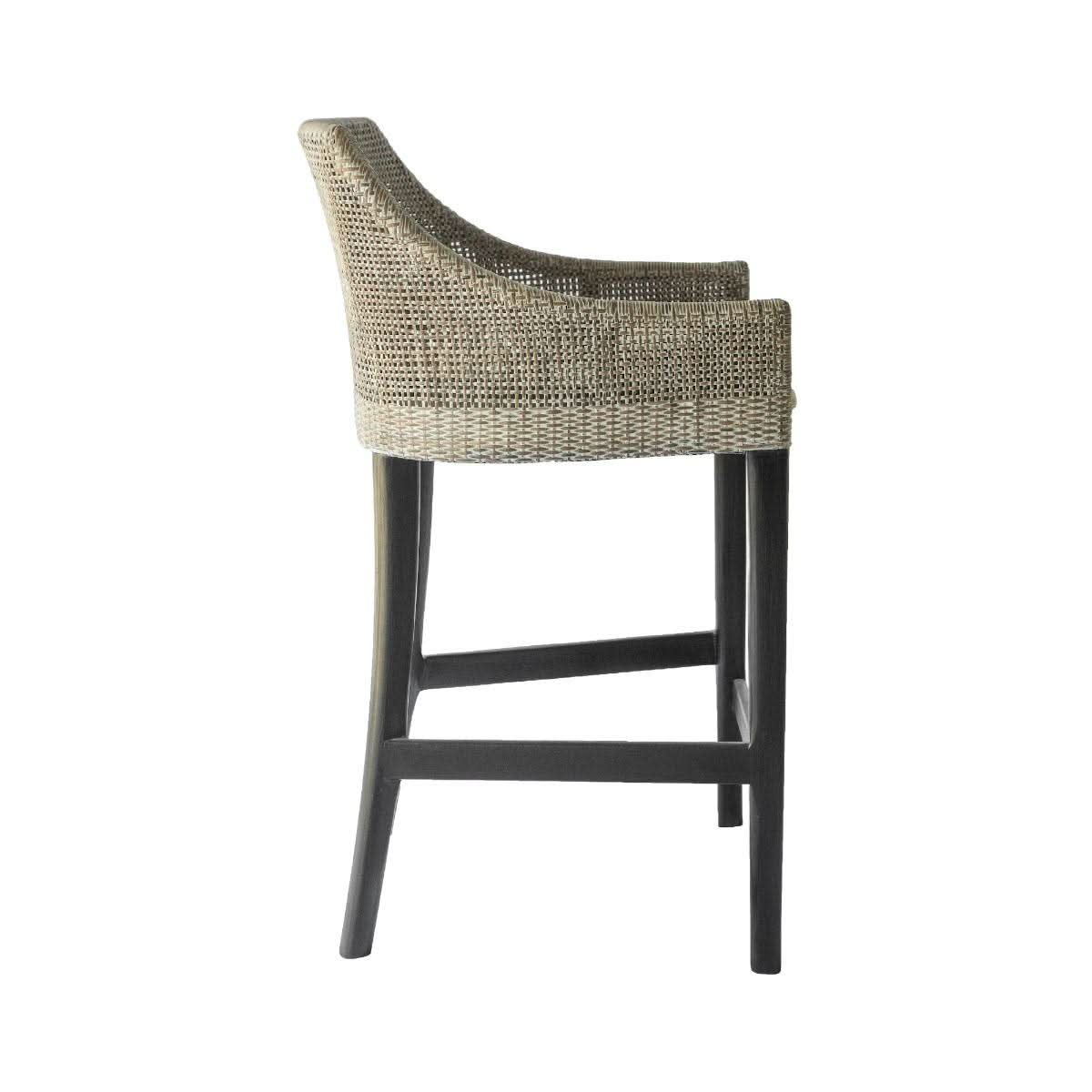 Jenalli Hamptons Rattan Counter Stool in Smoked Greywash - Chocolate Wood