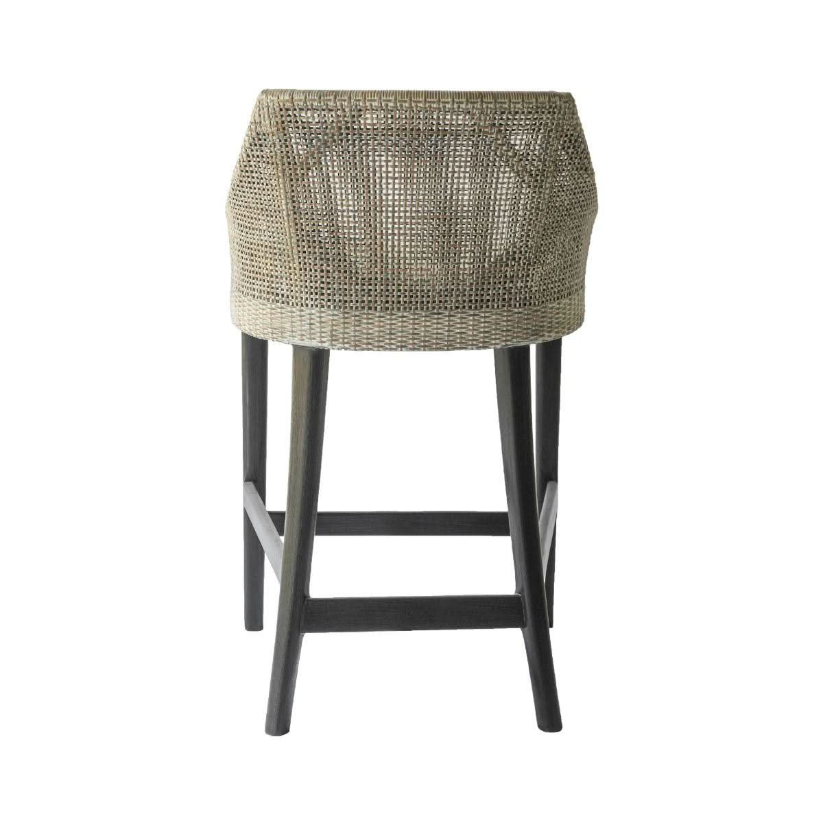 Jenalli Hamptons Rattan Counter Stool in Smoked Greywash - Chocolate Wood