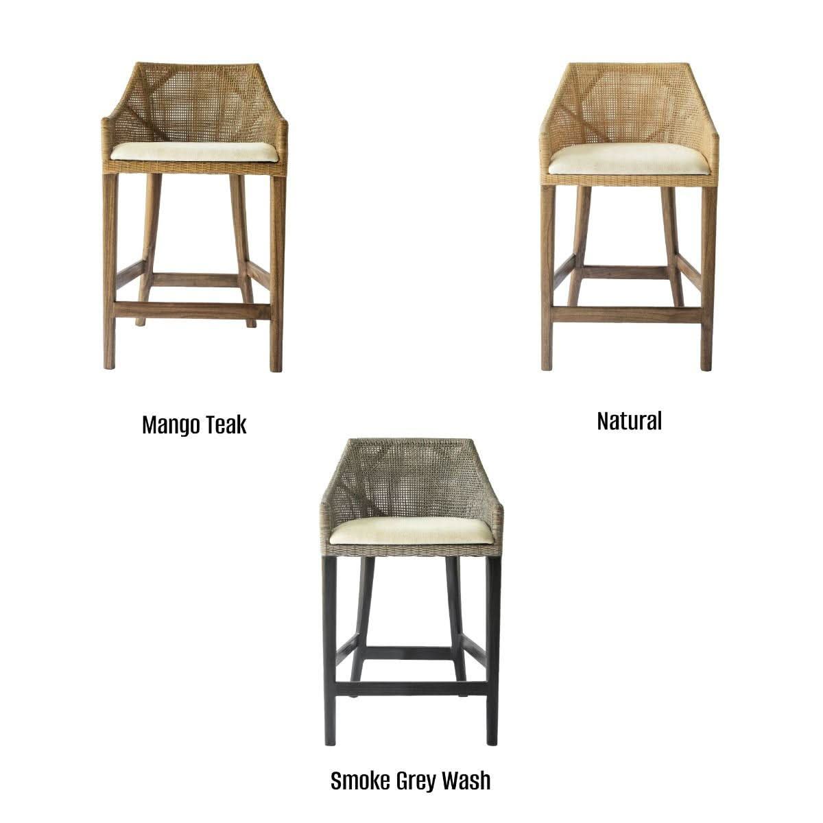JENALLI HAMPTONS RATTAN COUNTER STOOL IN SMOKED GREYWASH - MyChocolateWood